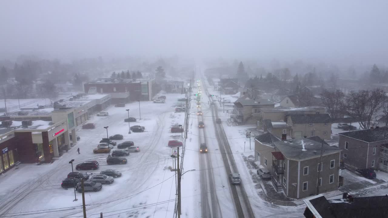 Residential area in the city of Orford uring the day covered in snow, Quebec, Canada