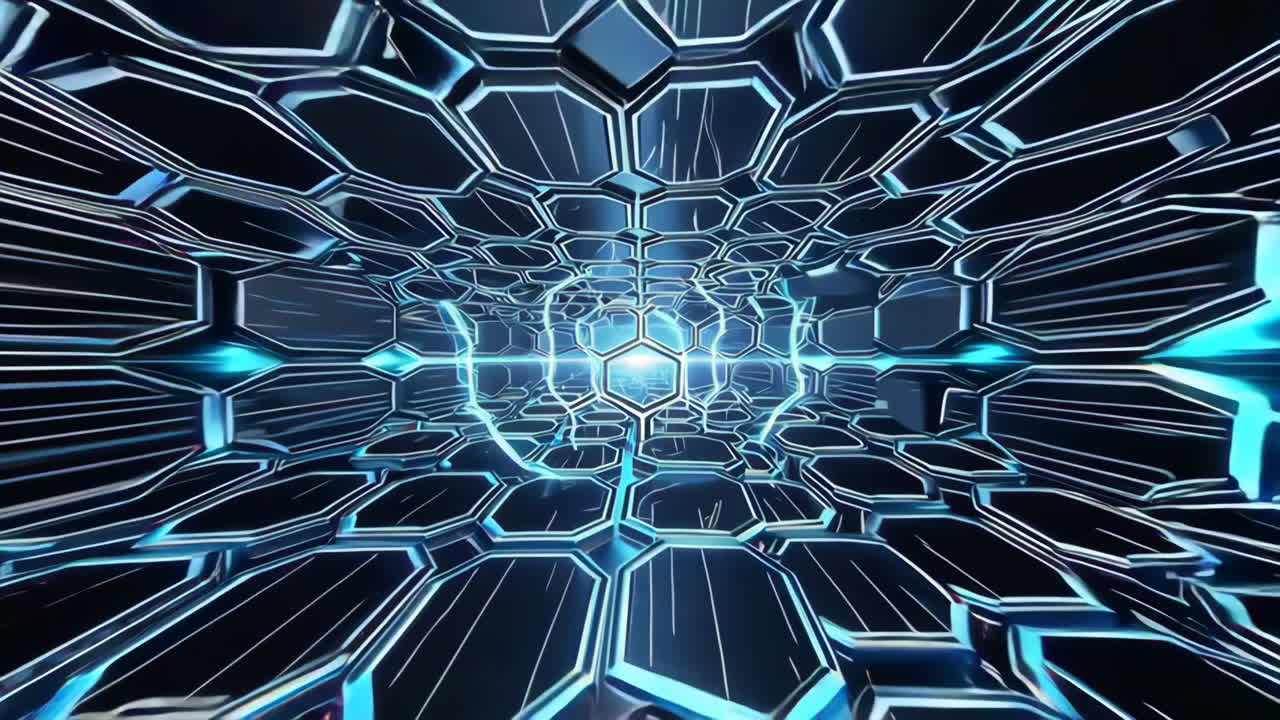 Abstract Futuristic Tunnel with Hexagonal Patterns