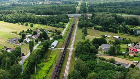 railway cargo train wagon rides on railroad