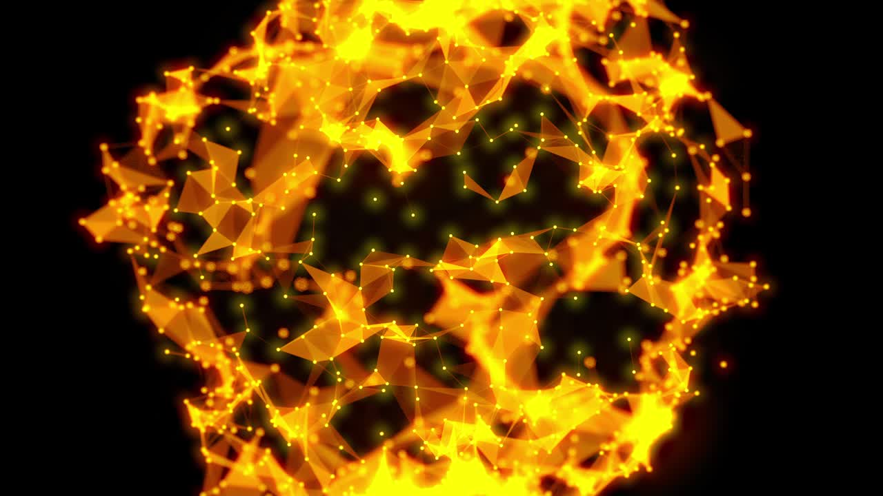 플렉서스 라인 및 점 입자 블록체인 루프 애니메이션