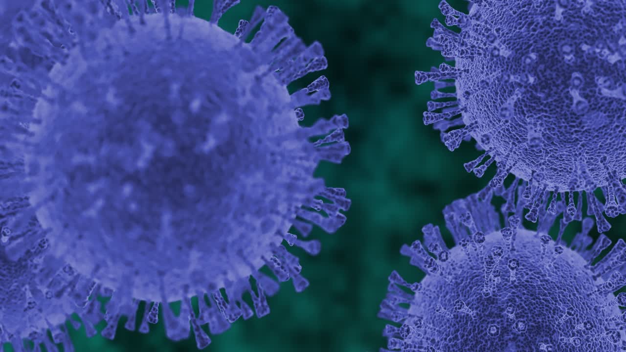 simulación 3d del virus de la corona. representación artística de la visualización por microscopio electrónico