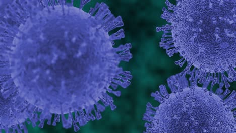 simulación 3d del virus de la corona. representación artística de la visualización por microscopio electrónico