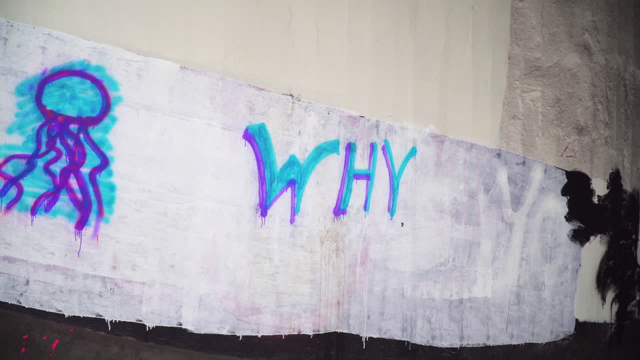 Grafitti wall in abandoned warehouse