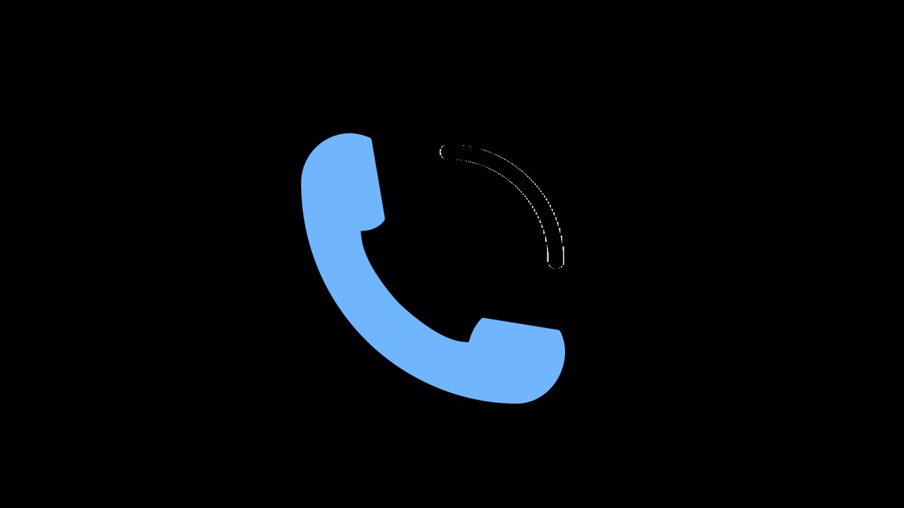 Ikon Telepon Biru Animasi Berdering dengan Latar Belakang Hitam