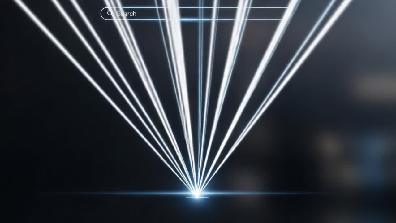 Dynamic Light Ray Projections with a Central Search Interface: Exploring Visual Effects and Brightness in Digital Displays