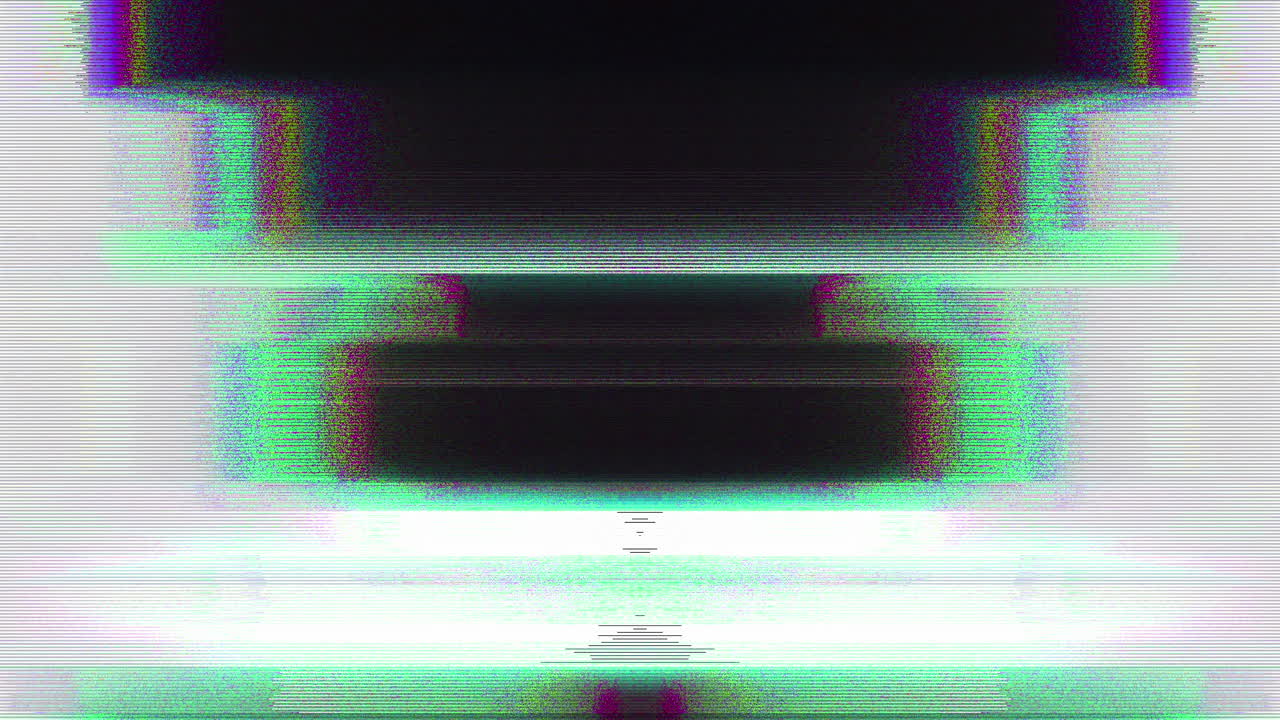 Rumore glitch digitale astratto con linee orizzontali e aberrazione cromatica.