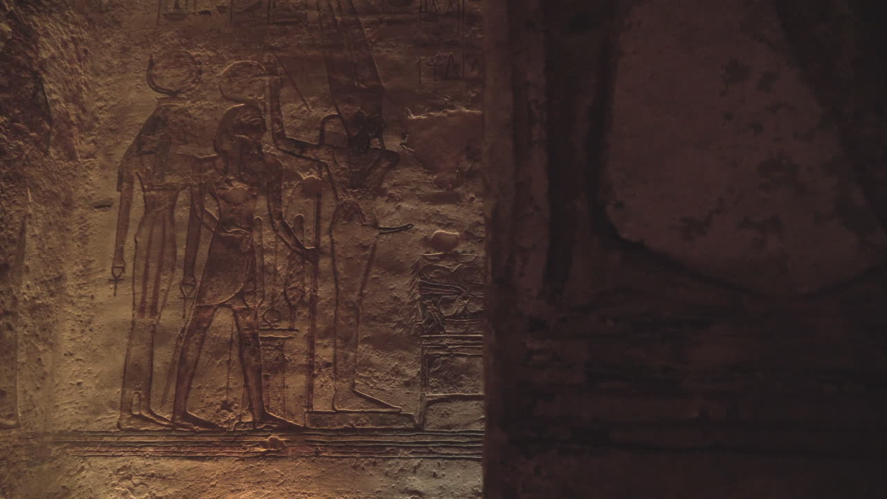 Ancient Egyptian Temple Carvings and Hieroglyphs