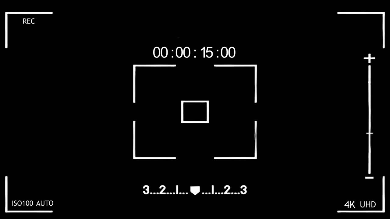 Camera Viewfinder Recording Overlay with Timecode and Focus Box