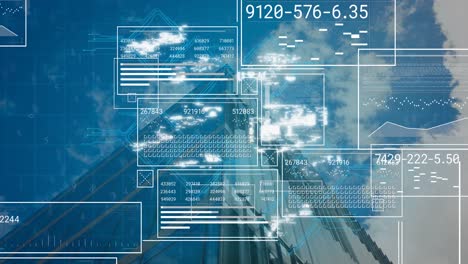 animation of data processing over cityscape