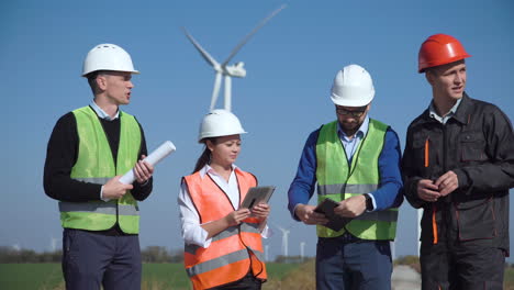 wind farm engineers in discussion