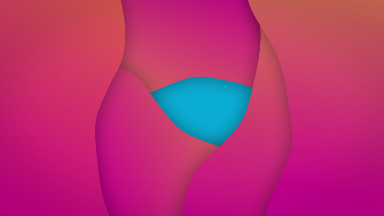 Animation of abstract pink layers pattern moving on blue background