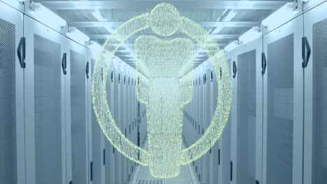 animation of people icon over server room