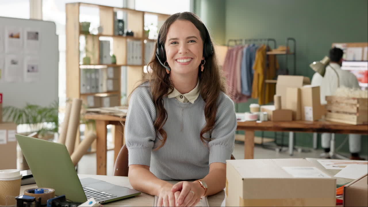 Woman working at her small online business