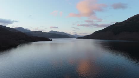 loch lomond view during sunset from firking point campsite in scotland