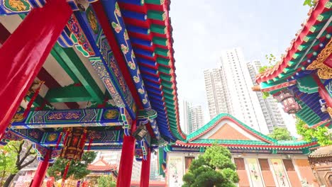 vibrant temple architecture amidst urban skyline