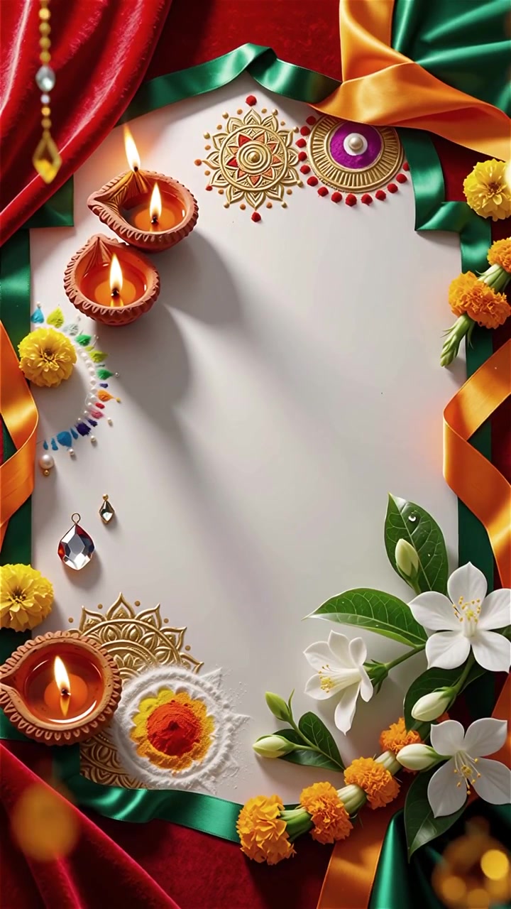 Sfondo del Festival Diwali con lanterne e decorazioni tradizionali Diyas.