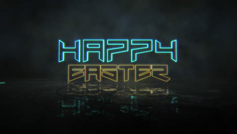 Happy-Easter-with-neon-text-on-street-of-city