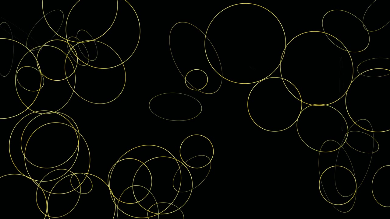 Abstracte animatie van roterende gouden ringen op zwarte achtergrond