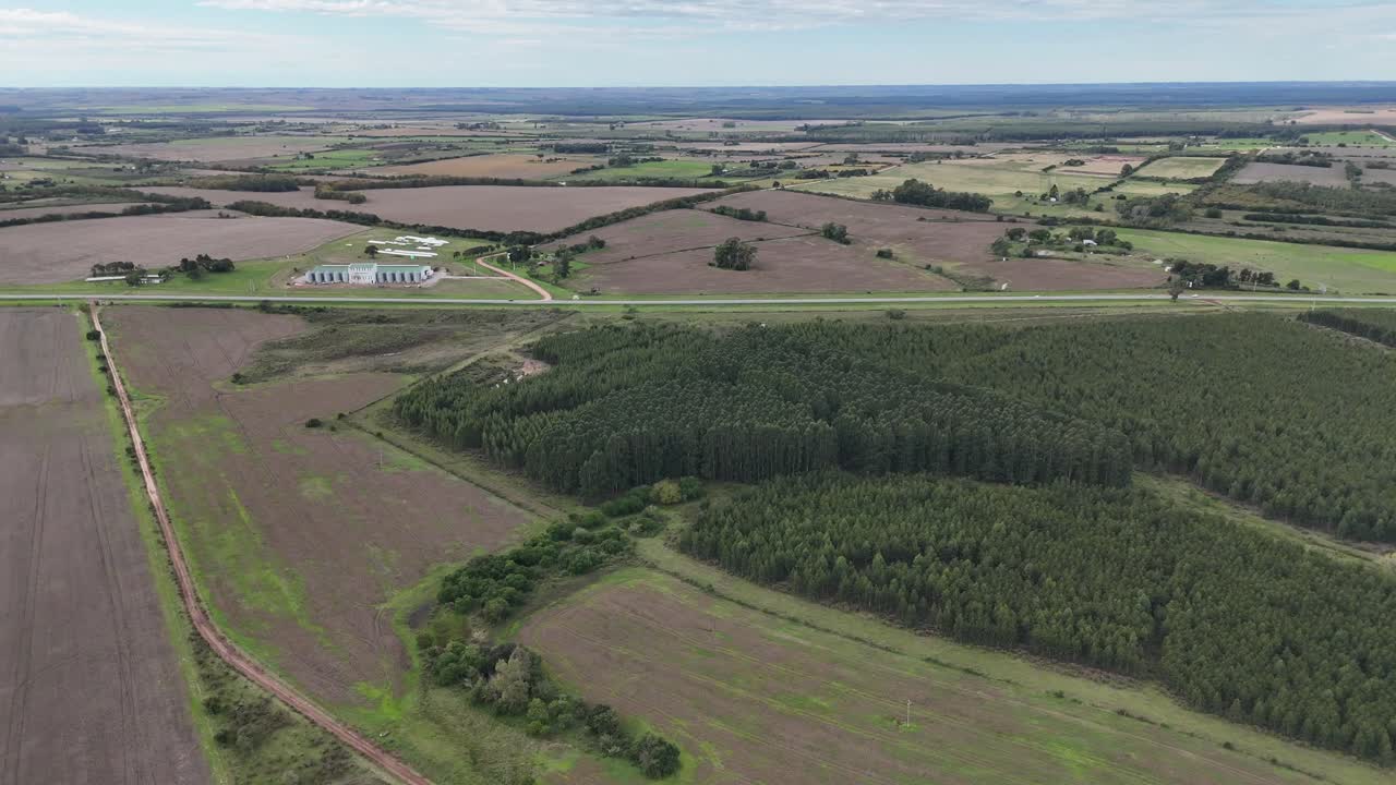 Aerial drone view Uruguay countryside trees nature