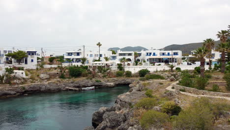 aerial shot of avlemonas bay coast and village