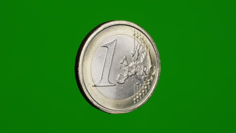 isolated italian 1 euro coin rotating on green screen prores quality