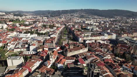 fly above city center of braga portugal 30