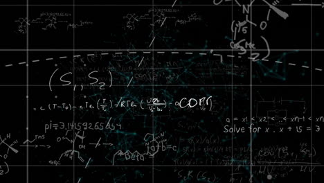 animation of mathematical equations overlaying digital background in school setting
