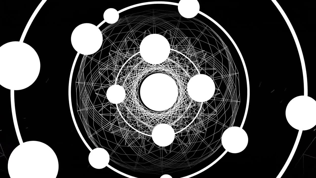 animación de un túnel digital sobre una red de conexiones sobre un fondo negro