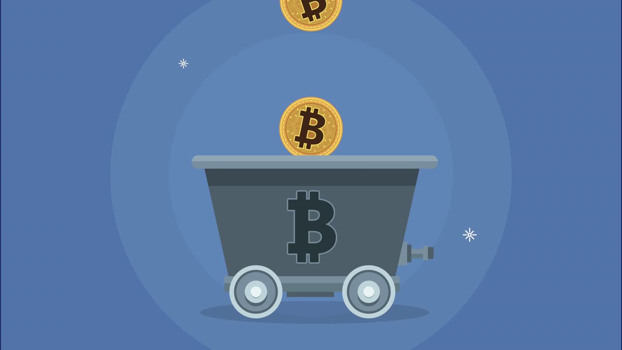 bitcoin in mining wagon cryptocurrency animation