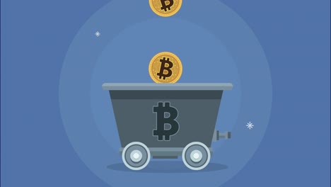 en el vagón de minería de bitcoin animación de criptomoneda