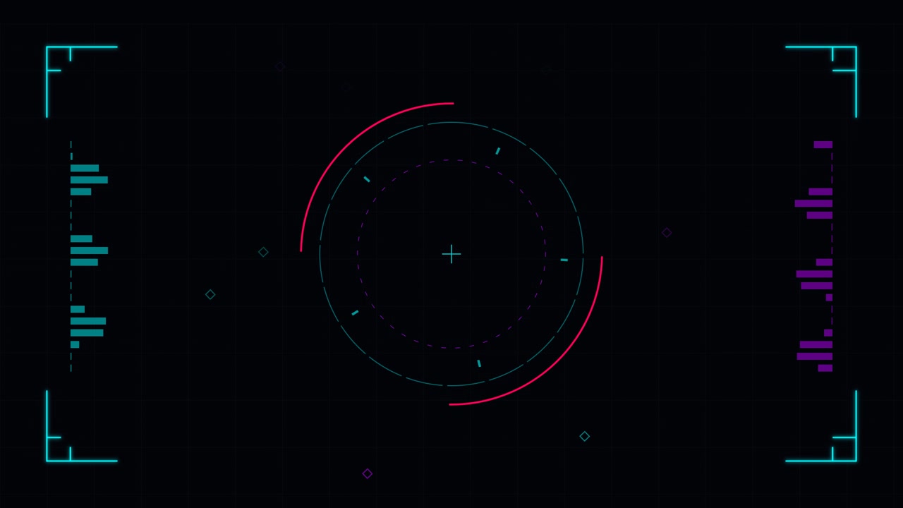 Futuristic Digital HUD Interface with Rotating Circular Elements