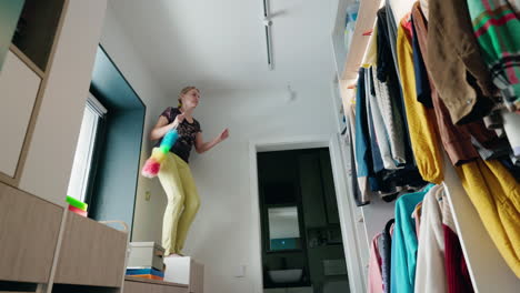 woman cleaning a home interior