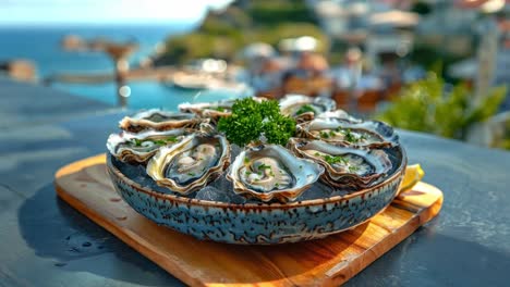 oysters with a stunning ocean view