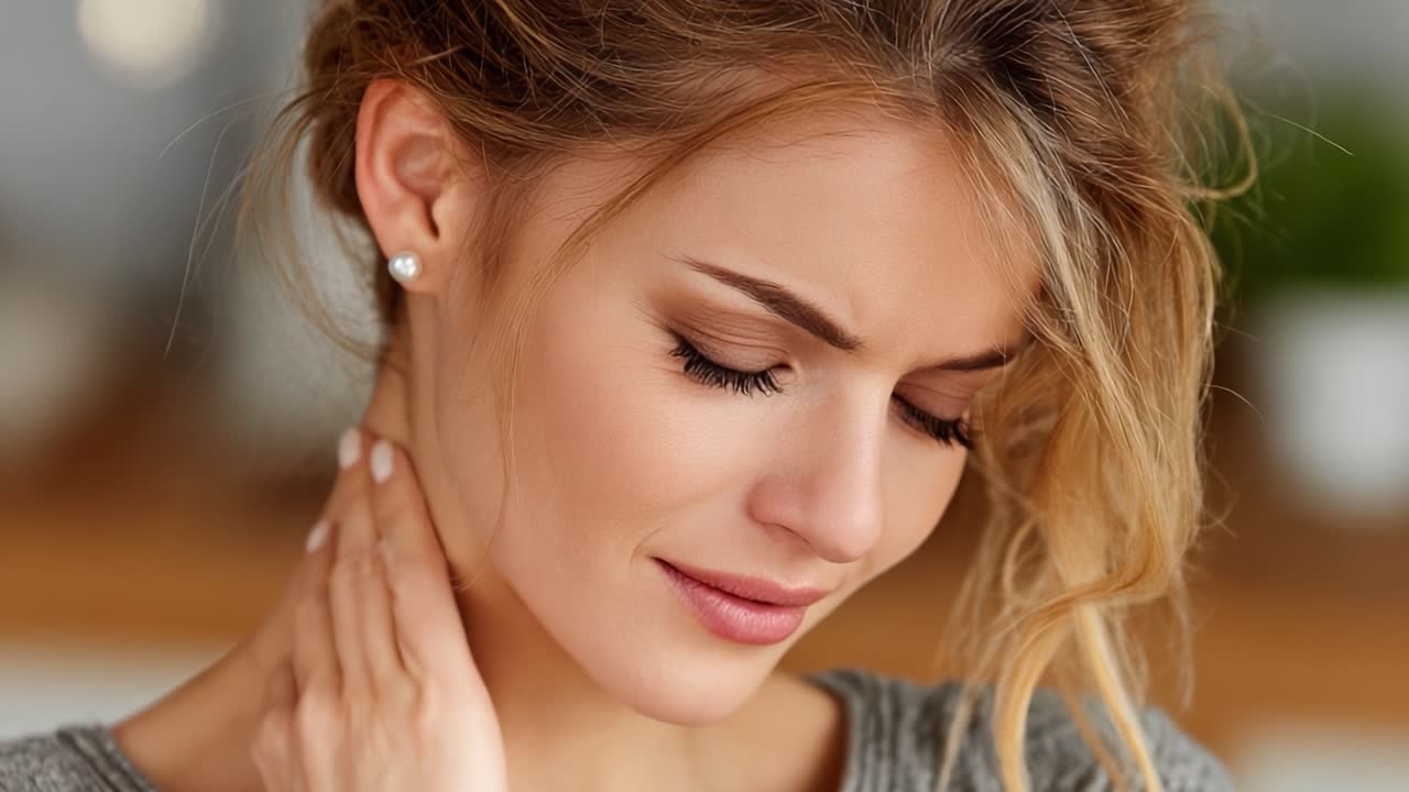 Un Momento Accattivante: Un Primo Piano di una Donna con Pelle Perfetta e Capelli Eleganti in un Ambiente Interno Accogliente, che Irradia Calma e Contemplazione.