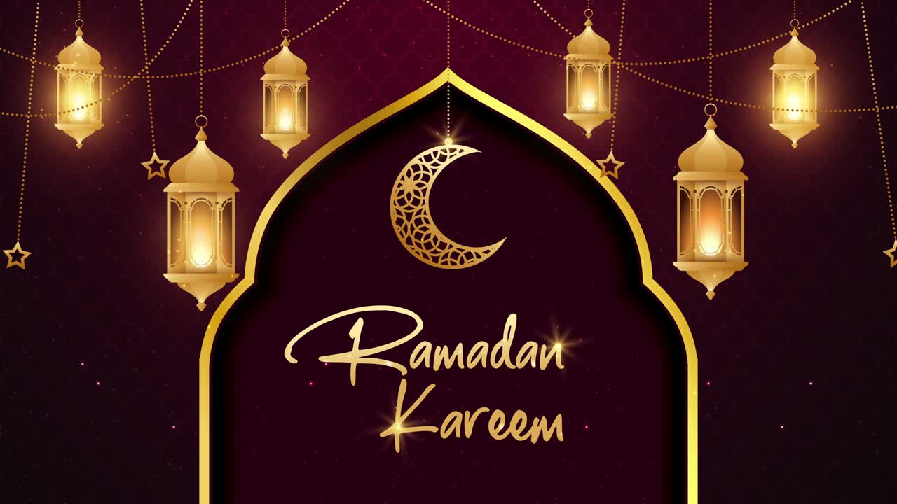 hermoso concepto de diseño de saludo de ramadán 4k con vela islámica colgada o linterna o lámpara y mezquita.