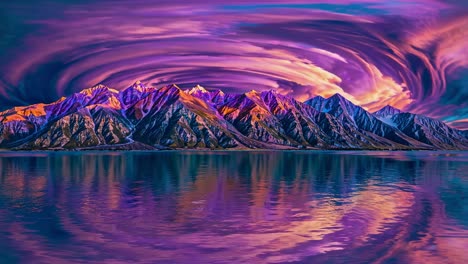 vibrant mountain landscape at sunset