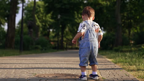 baby walking in the park