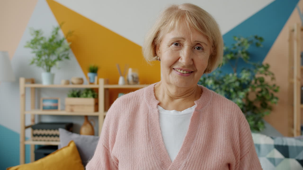Smiling Senior Woman in Living Room