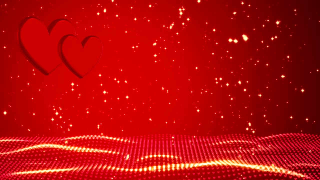 심장과 황금 콘페티와 함께 로맨틱한 배경 행복한 발렌타인 데이 또는 결혼식