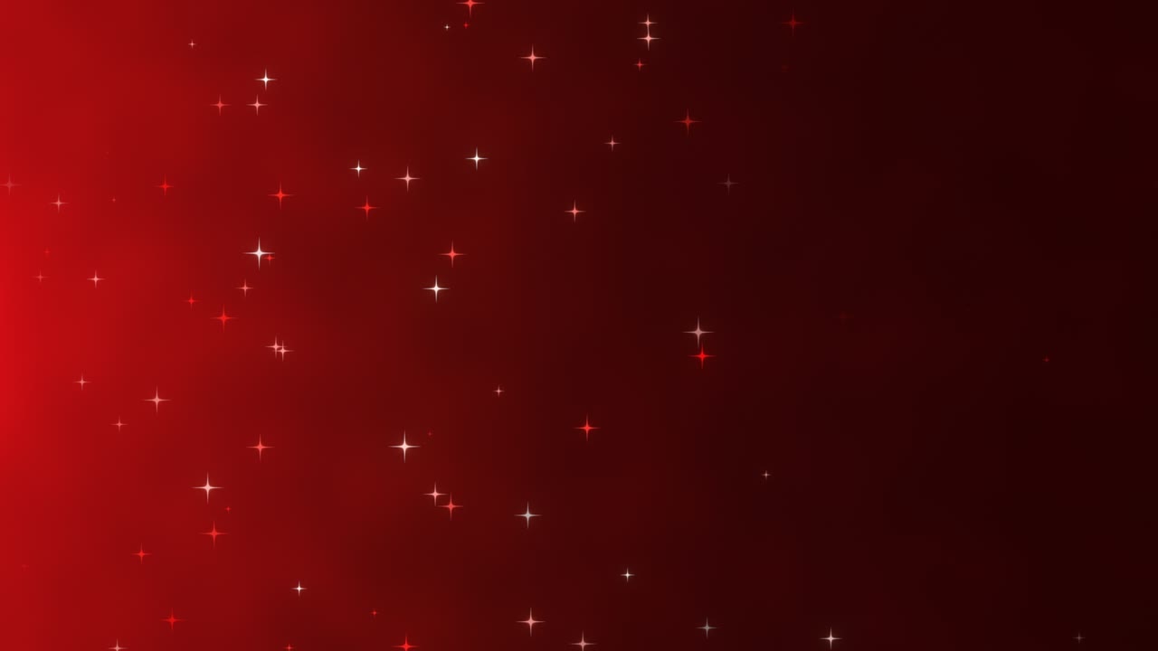 빨간색과 금색의 별과 구름이 가득한 하늘에서 반이는