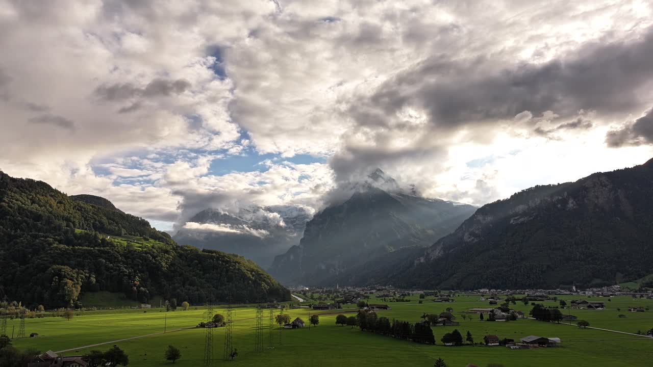 Stunning Aerial View of Swiss Alps Valley