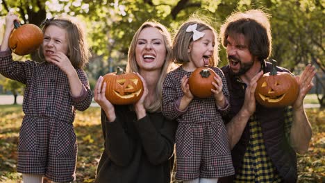 funny face with halloween pumpkins