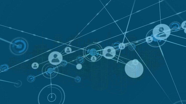 Connessione di Rete Digitale che si Espande su un Paesaggio Urbano Astratto a Wireframe