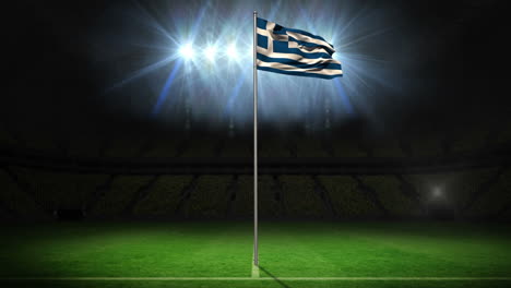 Greece-national-flag-waving-on-flagpole-