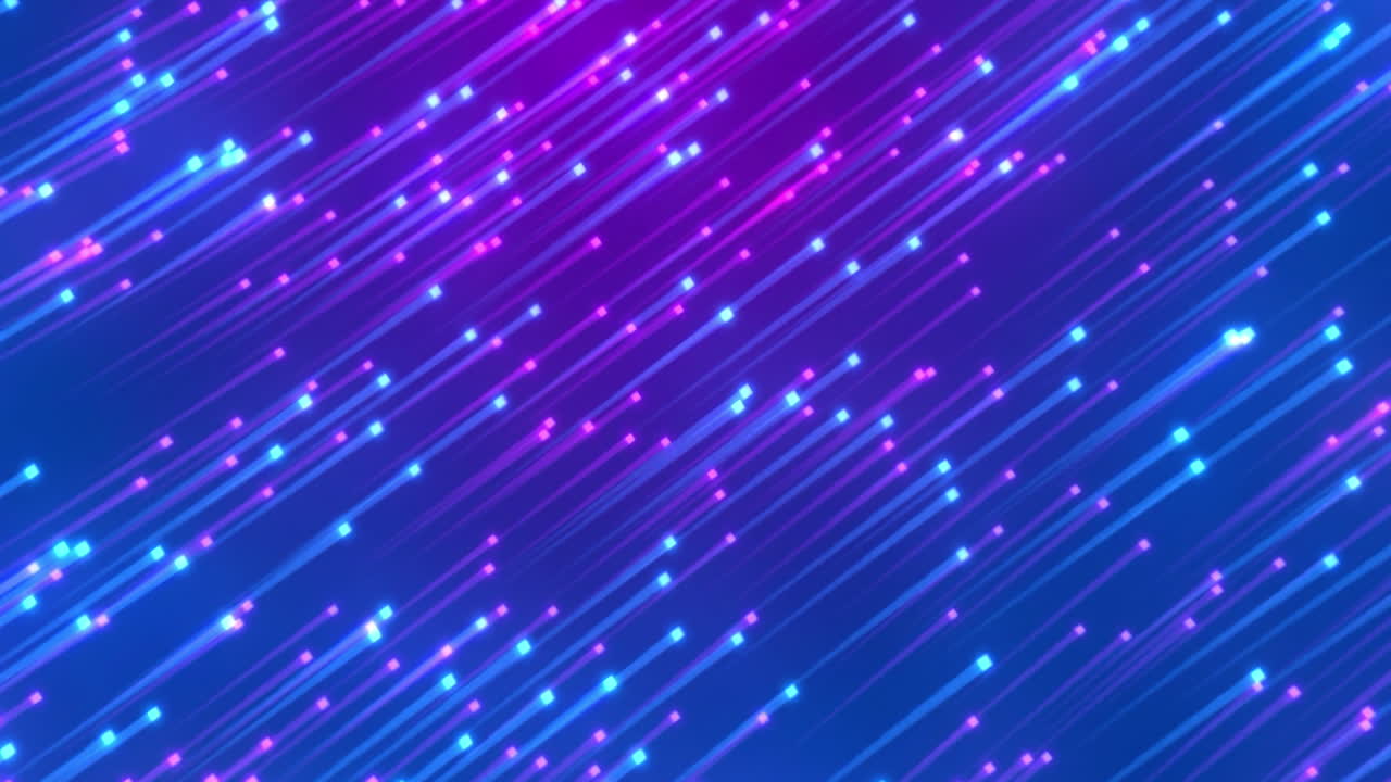 animación de luces rosadas y azules flotando sobre un fondo azul