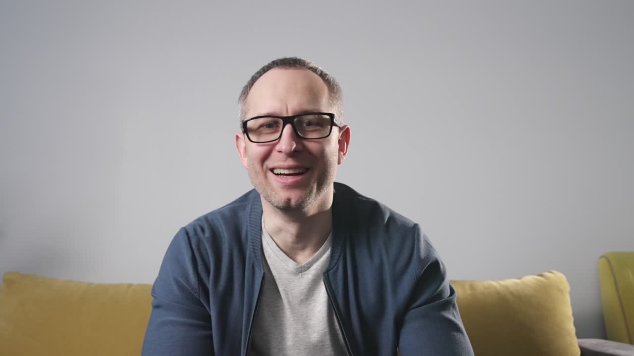 Man having a video conference call.