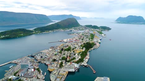 city of alesund norway aerial footage