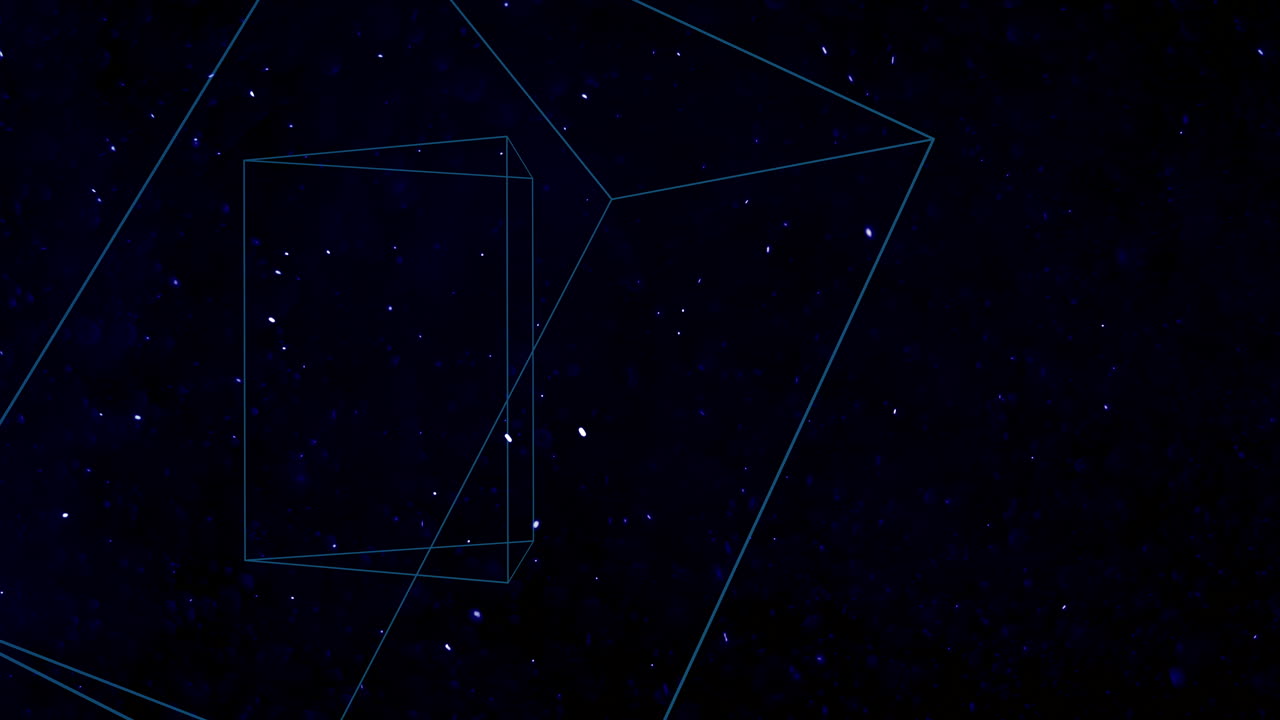 cubos geométricos abstractos en el espacio oscuro con destellos de mosca 1