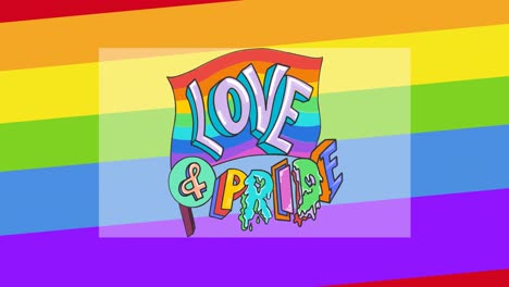 Animation-of-love-and-pride-text-with-heart-over-rainbow-stripes