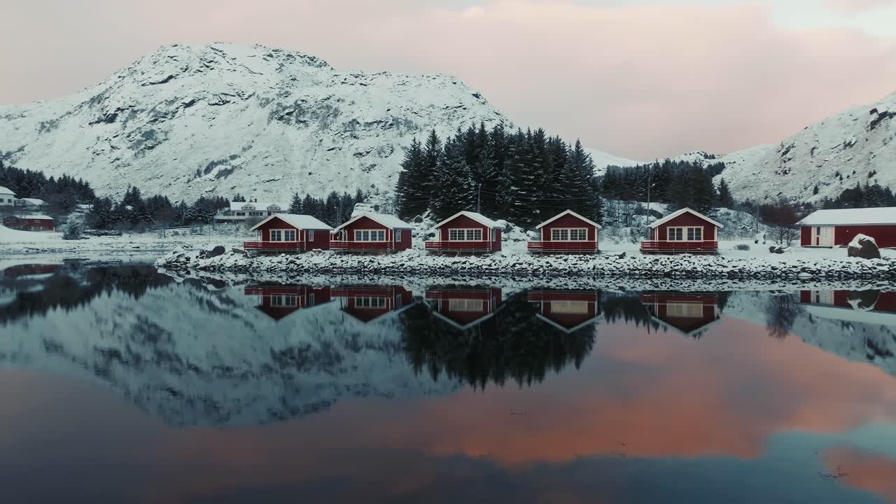 vista aerea delle isole lofoten bellissimo paesaggio durante l'inverno